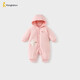 童泰（TONGTAI）嬰兒連體衣冬季純棉夾棉寶寶衣服新生兒連帽哈衣爬服粉色80cm