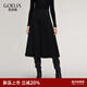 歌莉婭針織半身裙2025新款秋冬流行穿搭彈力八片裙高腰傘裙1EDL2D110 03X黑色花灰雙色 S