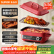 蘇泊爾（SUPOR）多功能家用電火鍋 電煮鍋 電蒸鍋 火鍋專(zhuān)用鍋 烤肉烤魚(yú)鍋 多用途料理鍋5.5升電熱鍋H55FK189A
