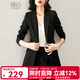 晚白【新品】通勤百搭小西裝女2026春季氣質(zhì)修身顯瘦中長(cháng)款西服外套 黑色 XL