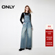 ONLY秋季萊賽爾復古高腰闊腿褲背帶褲牛仔褲女|12437M003 J33 350水洗牛仔藍 M 165/68A
