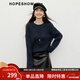 紅袖（hopeshow）寬松百搭針織衫2025冬季新款女裝亮絲珠片落肩長(cháng)袖圓領(lǐng)氣質(zhì)上衣 藏青495 M
