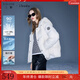 三彩【防水易打理】2025冬季新款連帽羽絨服泡芙面包服女 米白色 M 160/84A