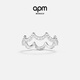 APM Monaco[楊紫同款] 密鑲波浪形銀色戒指個(gè)性幾何感簡(jiǎn)約對戒手飾新年禮物 銀色 054