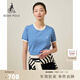 beanpole【新品】濱波 春夏女士航海風(fēng)圓領(lǐng)專(zhuān)撞色條紋短袖針織T恤 天藍色 M 165/88A