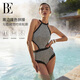 范德安（BALNEAIRE）【許靖韻同款】時(shí)尚系列連體泳衣女士三角純欲性感修身溫泉度假 摩登黑白【腰側鏤空 修身顯瘦】 L 【160-170cm/56-64kg】