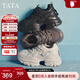 他她（TATA）加絨女鞋2026春季新款增高休閑鞋百搭運動(dòng)老爹鞋子CY213AM6 灰色（絨里）-閃鉆款 34