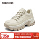 斯凱奇（Skechers）女鞋秋季蜜糕鞋厚底增高皮面老爹鞋小個(gè)子百搭休閑鞋177226 乳白色/OFWT 36