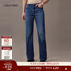 Calvin KleinJeans25春秋女士美式潮流復古ck微彈藍色洗水寬松微喇牛仔褲