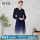 愛(ài)特愛(ài)（EITIE）通勤假兩件收腰百褶拼接漸變西裝連衣裙春秋新款A2407307 深海藍31 XL 170