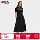 斐樂(lè ) 斐樂(lè )官方女裝連衣裙2025夏新款時(shí)尚休閑簡(jiǎn)約修身短袖連身裙子 正黑色-BK M 165/84A/M