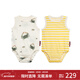 Milkbarn【2件裝】新生嬰兒包屁衣寶寶純棉背心哈衣夏季爬服兩件 白沙蟹蟹-蛋黃條紋 80cm (12-18m)