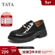 他她（TATA）樂(lè )福鞋女2025新款秋季真皮休閑鞋牛津鞋黑色鞋子CWK05CM5 黑色 37