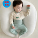 G.duck寶寶德絨保暖內衣套裝新生兒高腰護肚睡衣嬰兒無(wú)骨秋衣秋褲打底衣 青綠色[高腰套裝] 90 CM