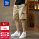 唐獅（TonLion）2024男工裝小標寬松休閑短褲 卡其 M 