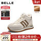 百麗（Belle）復古跑道高幫鞋女冬季新款商場(chǎng)同款厚底加絨休閑鞋E6Q1DDD5 米色-厚絨 36 (230mm)