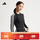 adidas休閑修身圓領(lǐng)長(cháng)袖T恤女裝秋季阿迪達斯官方輕運動(dòng)JN0755 黑色/漢玉白 M