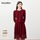 珂萊蒂爾【美麗諾羊毛】商場(chǎng)同款冬季假兩件針織連衣裙女 濃紅 M