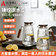 AILUKI日本2026新款玻璃冷水壺家用加厚大容量耐高溫涼水壺套裝冷泡壺 1600M透明色 【錘紋冷水壺/胡桃木把】