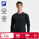 FILA 斐樂(lè )官方男子針織長(cháng)袖上衣2025冬季新款簡(jiǎn)約寬松健身運動(dòng)長(cháng)T 深黑-BK M 170/92A/M