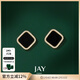 Jay黑色方形耳釘女氣質(zhì)耳環(huán)小眾百搭耳飾品送女友閨蜜新年禮物