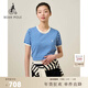 beanpole【新品】濱波 春夏女士航海風(fēng)圓領(lǐng)專(zhuān)撞色條紋短袖針織T恤 天藍色 M 165/88A