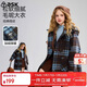 ASK JUNIOR兒童外套25冬季中大童學(xué)院風(fēng)連帽外套女童格紋撞色毛呢大衣