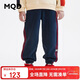 馬騎頓（MQD）加絨兒童褲子男童運動(dòng)休閑褲中大童冬季針織褲運動(dòng)褲子 藏青 160 