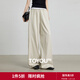 初語(yǔ)寬松闊腿褲子休閑褲女2025秋季新款松緊腰輕運動(dòng)風(fēng)束腳褲 淺卡其 L