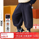 ASK JUNIOR兒童男童褲子2024秋季奧利絨束腳褲可愛(ài)裝飾寶寶長(cháng)褲 110 