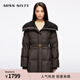 MISS SIXTY2025冬季新款羽絨服女大翻領(lǐng)拼接配腰帶90鴨絨方格絎線(xiàn) 烏木棕 XS 【偏大,建議拍小一碼】