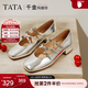 他她（TATA）千金瑪麗珍復古紅色女鞋小皮鞋淺口單鞋2025新款 銀色 36