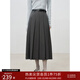 自巧小個(gè)子高腰顯瘦A字壓褶半身裙女2024冬裝新款梨型身材百褶裙 水貂灰 M （4碼）