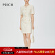 PRICH小香風(fēng)粗花呢圓領(lǐng)半袖連衣裙2024夏新款通勤裙秋季穿搭套裝 64乳白色711N S 160