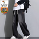 啄木鳥(niǎo)（TUCANO）大碼直筒牛仔休閑褲子男秋冬季加絨寬松加肥加大胖子闊腿長(cháng)褲男 FJA363-A502黑色加絨 3XL 【推薦160-175斤】