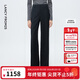 朗姿深灰色直筒褲腿羊毛西裝褲女壓褶通勤風(fēng)西服褲2025年冬季新款 深灰色 M