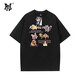 PNJ圓領(lǐng)T恤短袖男女夏季新款新年過(guò)年卡通潮流時(shí)尚百搭情侶裝 黑色 L 建議125-145斤