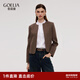 歌莉婭羊毛短款外套女2025新款早秋穿搭高級感外搭開(kāi)衫1E9L6E1D0 86Y咖啡色 S