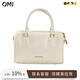 OMI商場(chǎng)同款牛皮真皮手提包新款復古千金名媛風(fēng)方包女斜挎包生日禮物 米白色
