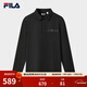 FILA 斐樂(lè )官方男子針織長(cháng)袖POLO衫冬季新款時(shí)尚休閑基礎上衣 正黑色-BK L 175/96A/L
