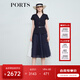 PORTS寶姿女裝2025春夏新款優(yōu)雅淑女經(jīng)典通勤拼接紗裙收腰連衣裙 丈青色 XS 2