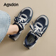 奧古獅登（Agsdon）德訓鞋女春季新款厚底增高雙色系帶軟底運動(dòng)鞋休閑鞋 藍色 36