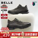 百麗厚底增高健步鞋男25秋新抓紋牛皮戶(hù)外休閑運動(dòng)鞋A2215CM5 黑色 42 (260mm)