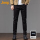 JEEP美國正品高端小腳直筒牛仔褲男士秋冬新款修身彈力商務(wù)休閑褲春秋 1067純黑色 常規 【官方正品】 33  【適合150斤左右】