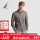 諾帝卡（NAUTICA）【商場(chǎng)同款】男裝秋冬款棉羊毛混紡經(jīng)典舒適格紋襯衫男WO4303 橡皮棕20M L