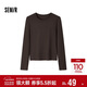 森馬（Semir）長(cháng)袖T恤女吸濕發(fā)熱抗菌緊身內搭2024圓領(lǐng)抓絨套頭衫109724101007