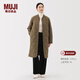 MUJI女式 蓬松棉服絎縫大衣 外套女款女裝棉衣25年冬季 BD10MA5A 深米色 S (155/80A)