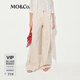 MO&Co.牛仔褲夏阿蘇特染棉質(zhì)復古潑墨高腰闊腿褲M(mǎn)BE2JEN009 米杏色 L /L