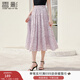 香影法式紫色波點(diǎn)半身裙女2025夏季新款氣質(zhì)松緊高腰a字過(guò)膝裙子 紫色 L 165/68A/110-125斤