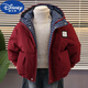 迪士尼（DISNEY）男童加絨羽絨棉服外套冬季2026新款紅色加厚兒童棉衣棉襖寶寶衣服 紅色 拼格子波浪絎線(xiàn)棉服 150